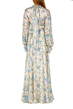 Vestito maxi in chiffon di seta con fiori selvatici