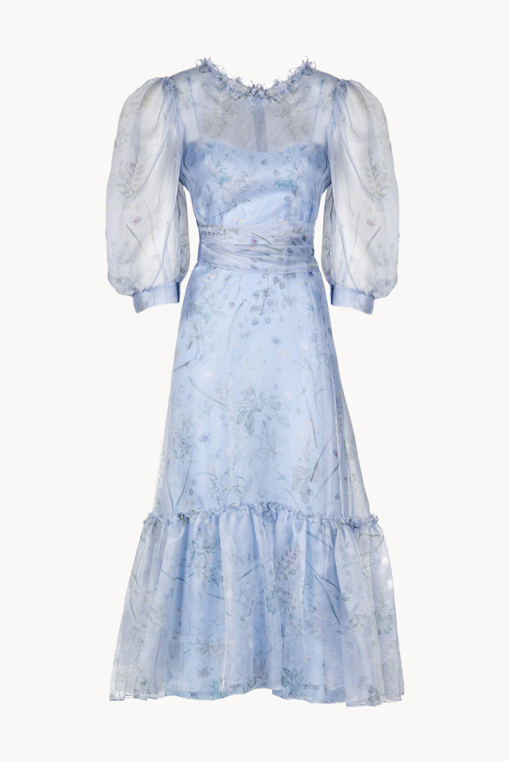 Sheer Balloon Sleeve Midi Dress
