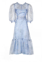 Vestito midi con maniche a palloncino trasparenti