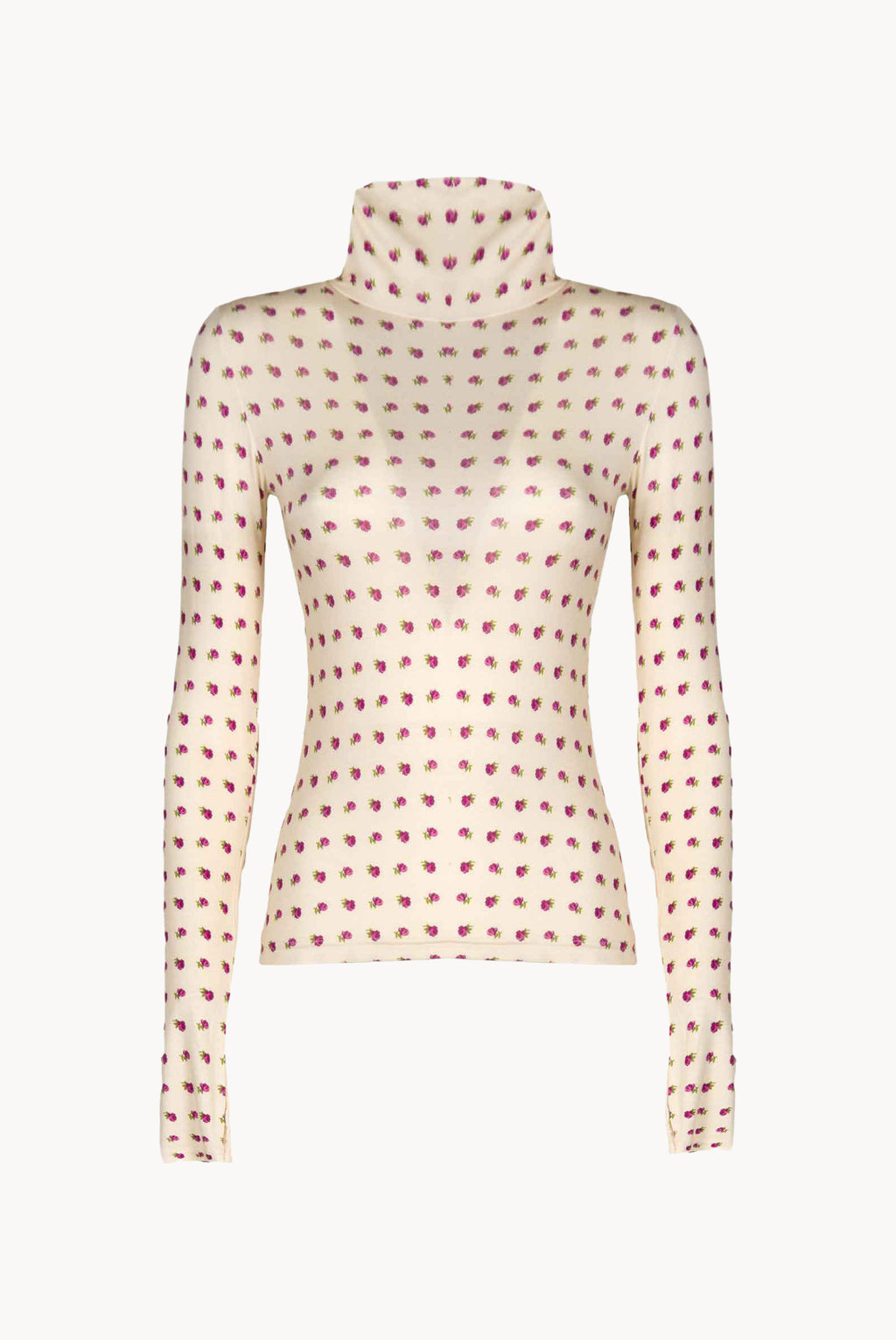 Vintage Buds Printed Beige Turtleneck