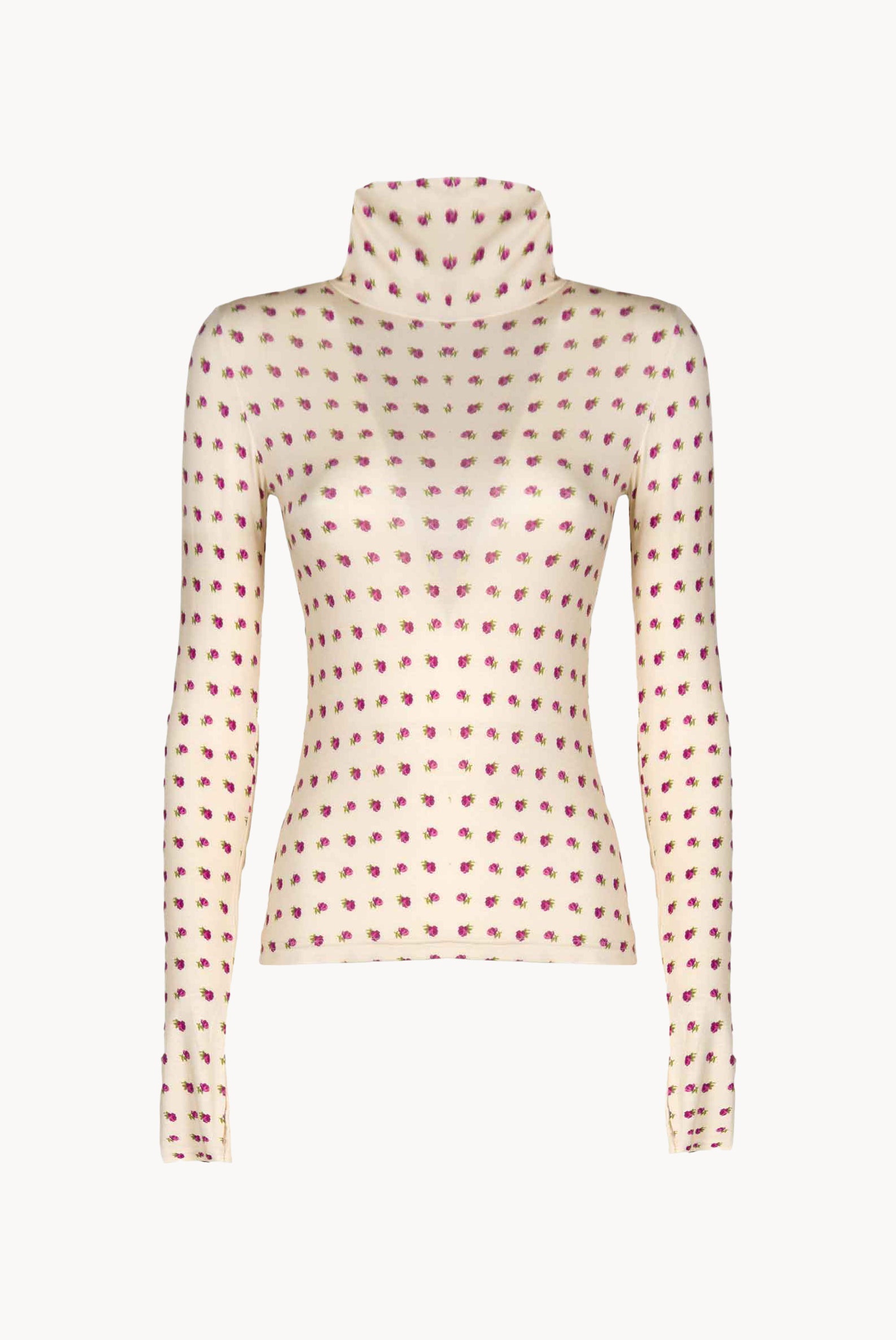 Vintage Buds Printed Beige Turtleneck