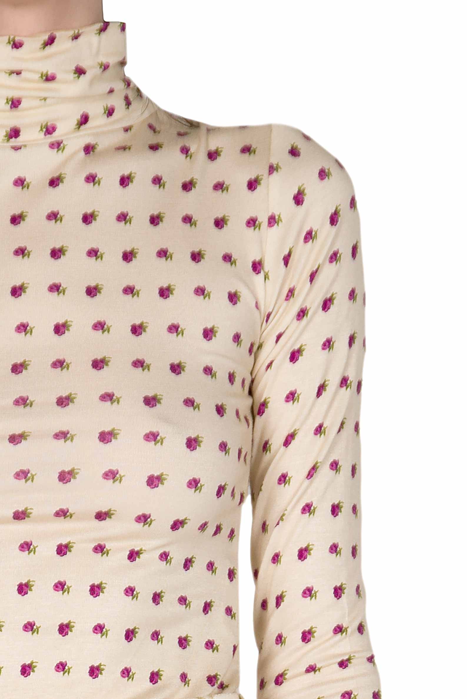 Vintage Buds Printed Beige Turtleneck