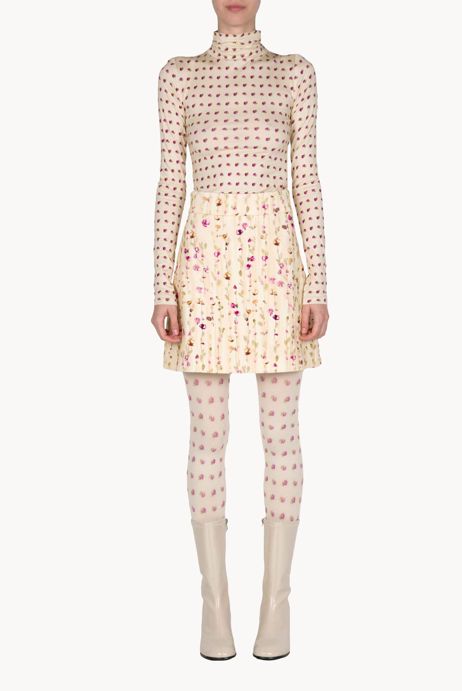 Flower Garland Velvet Mini Skirt