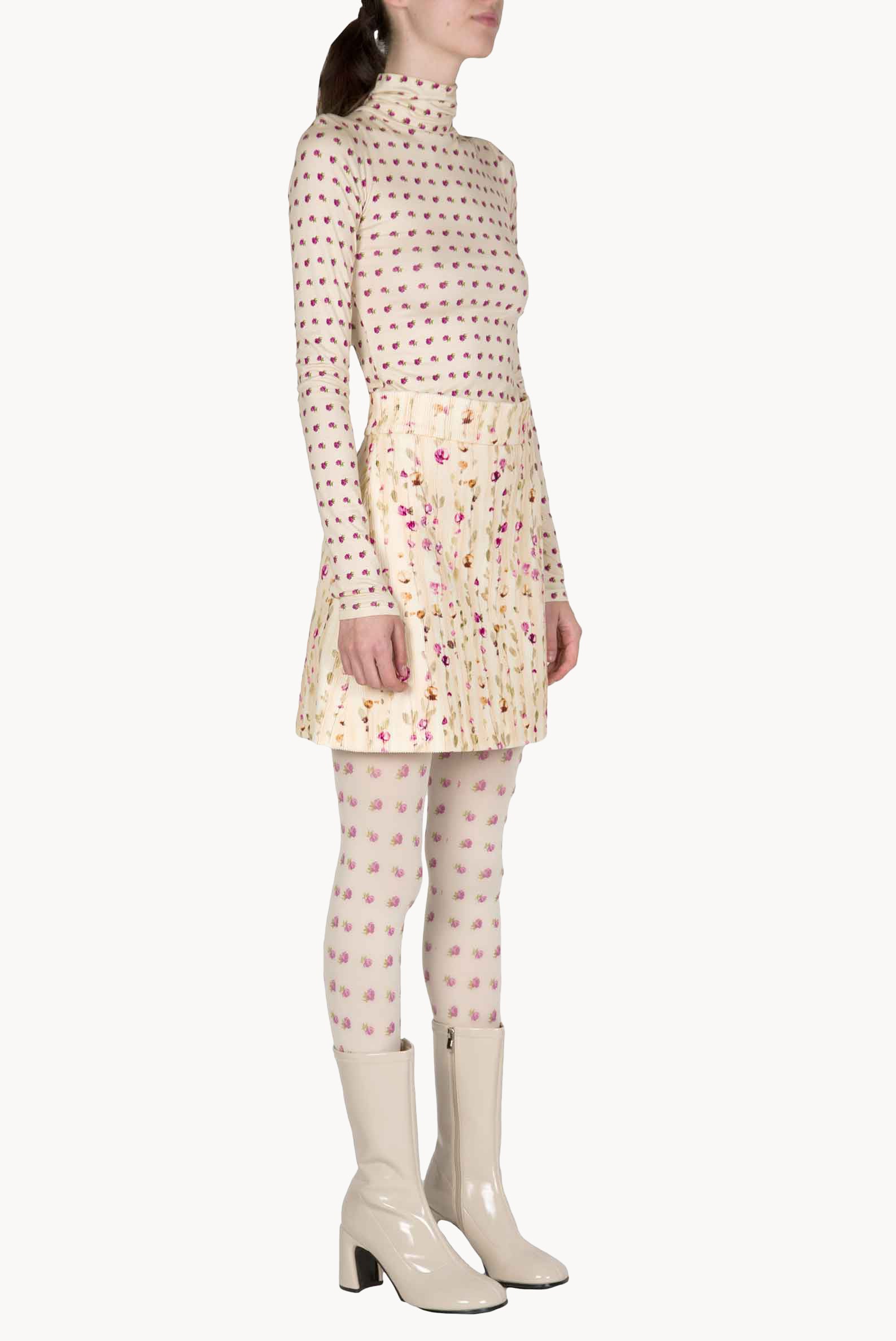 Vintage Buds Printed Beige Turtleneck