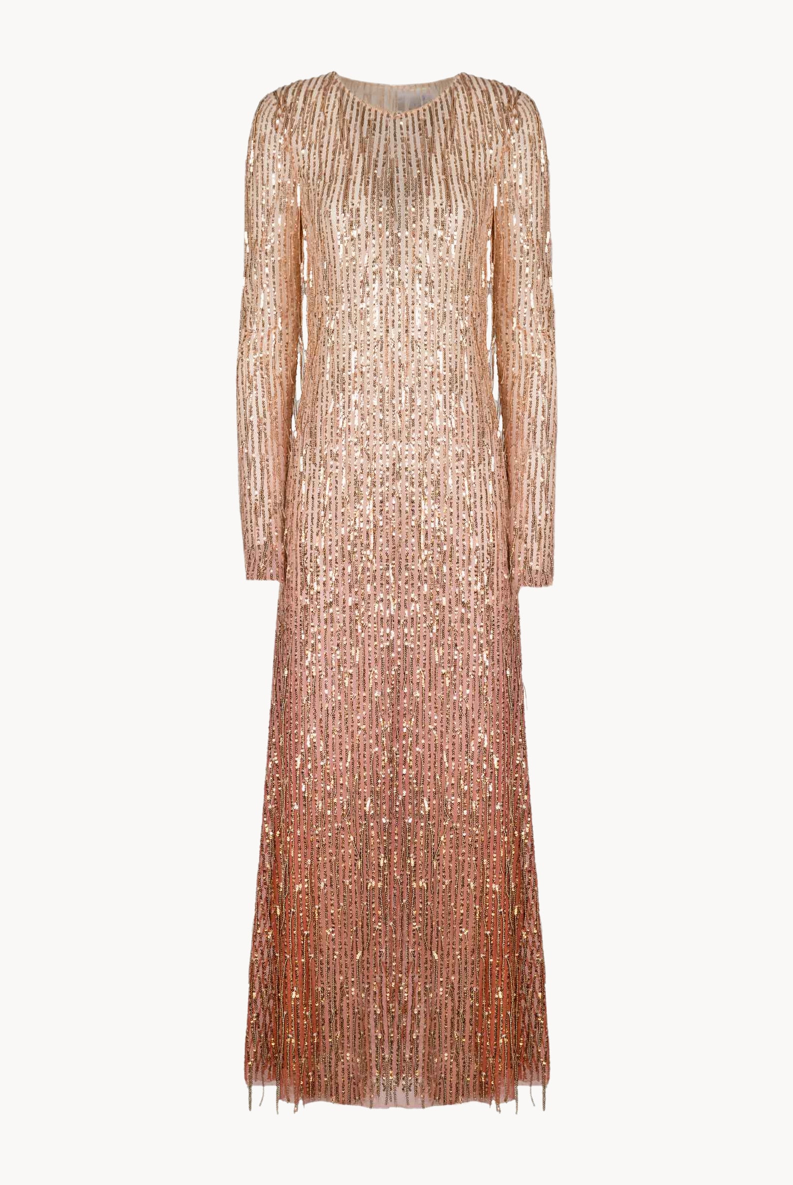 Abito degradé di paillettes con frange