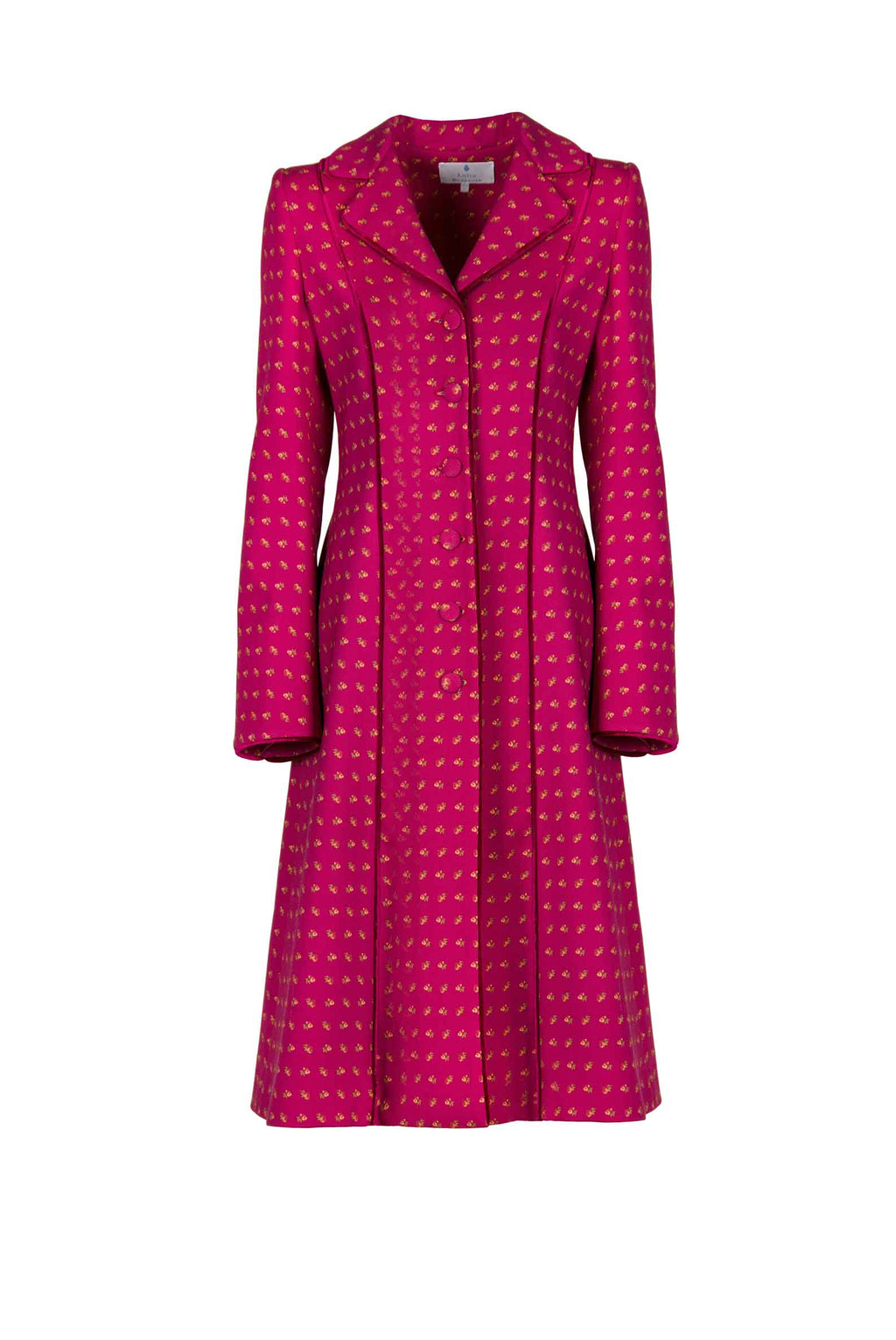Vintage Buds Printed Long Wool Coat