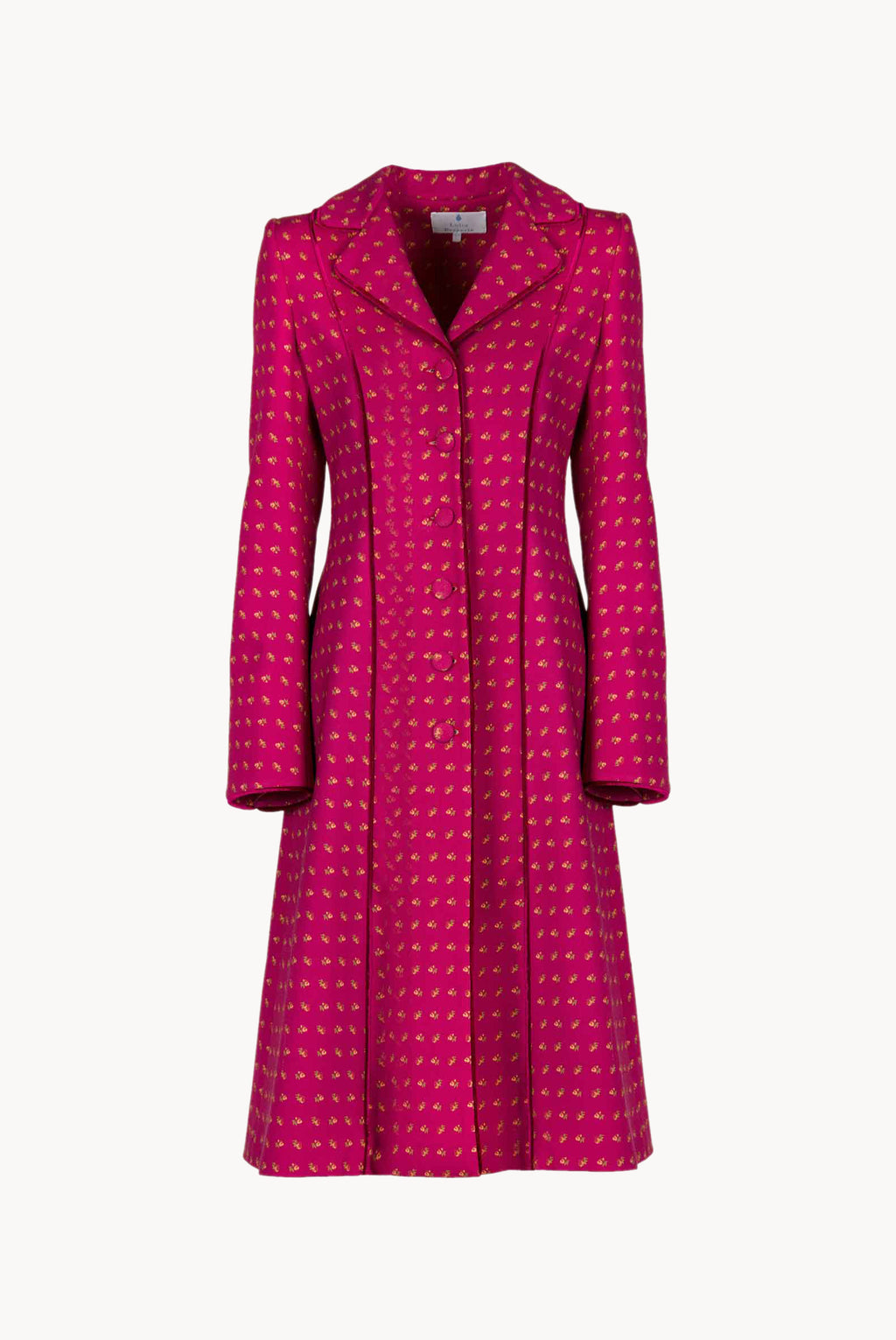 Vintage Buds Printed Long Wool Coat