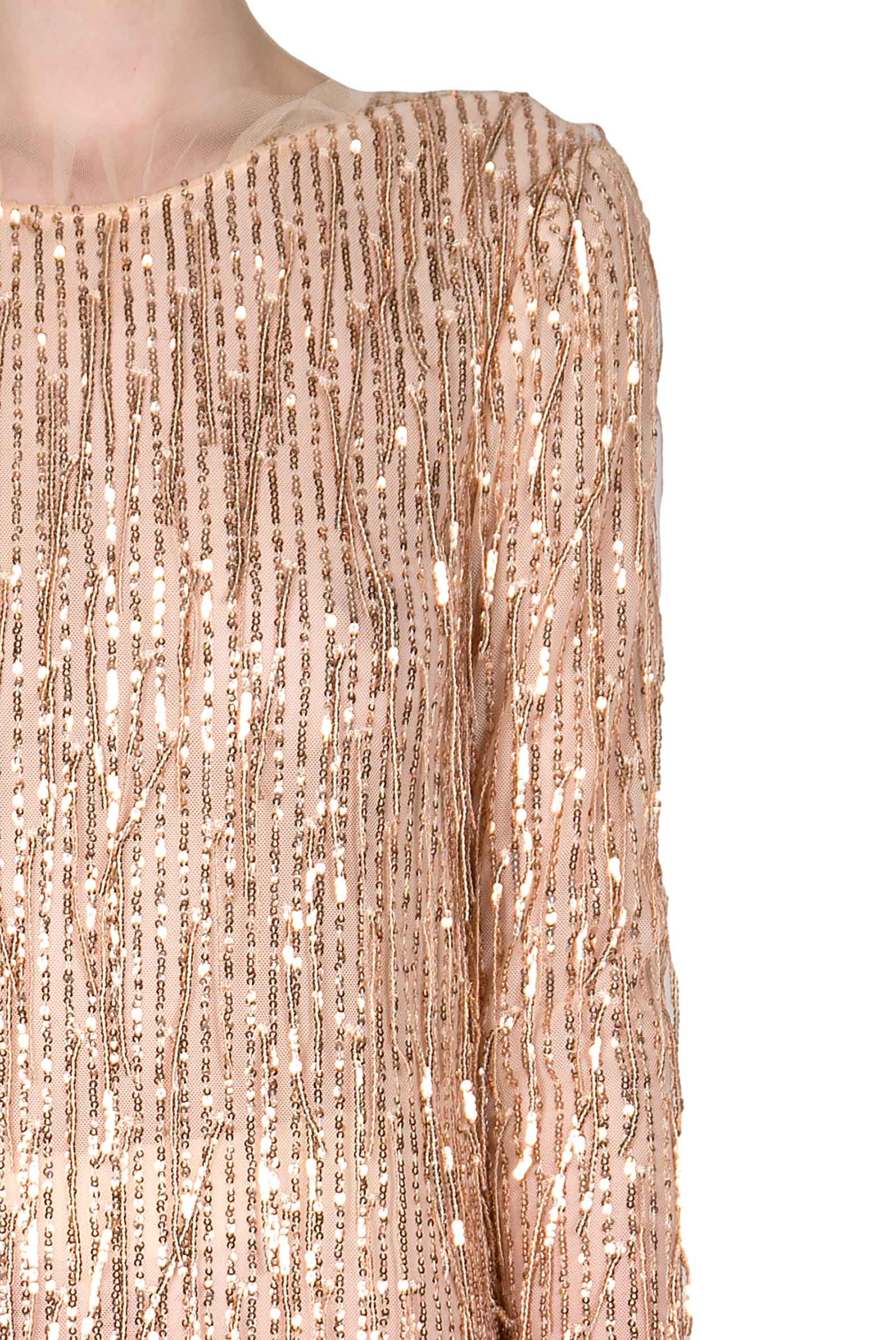 Abito degradé di paillettes con frange