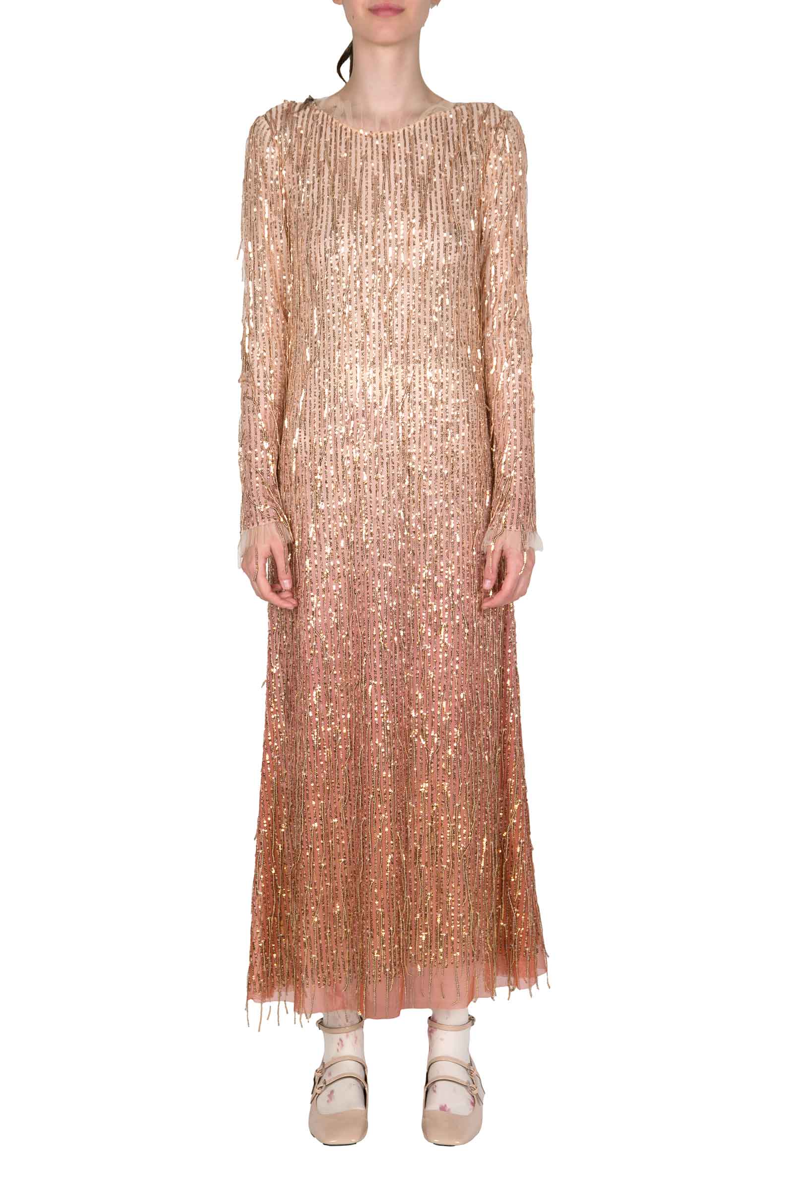 Abito degradé di paillettes con frange