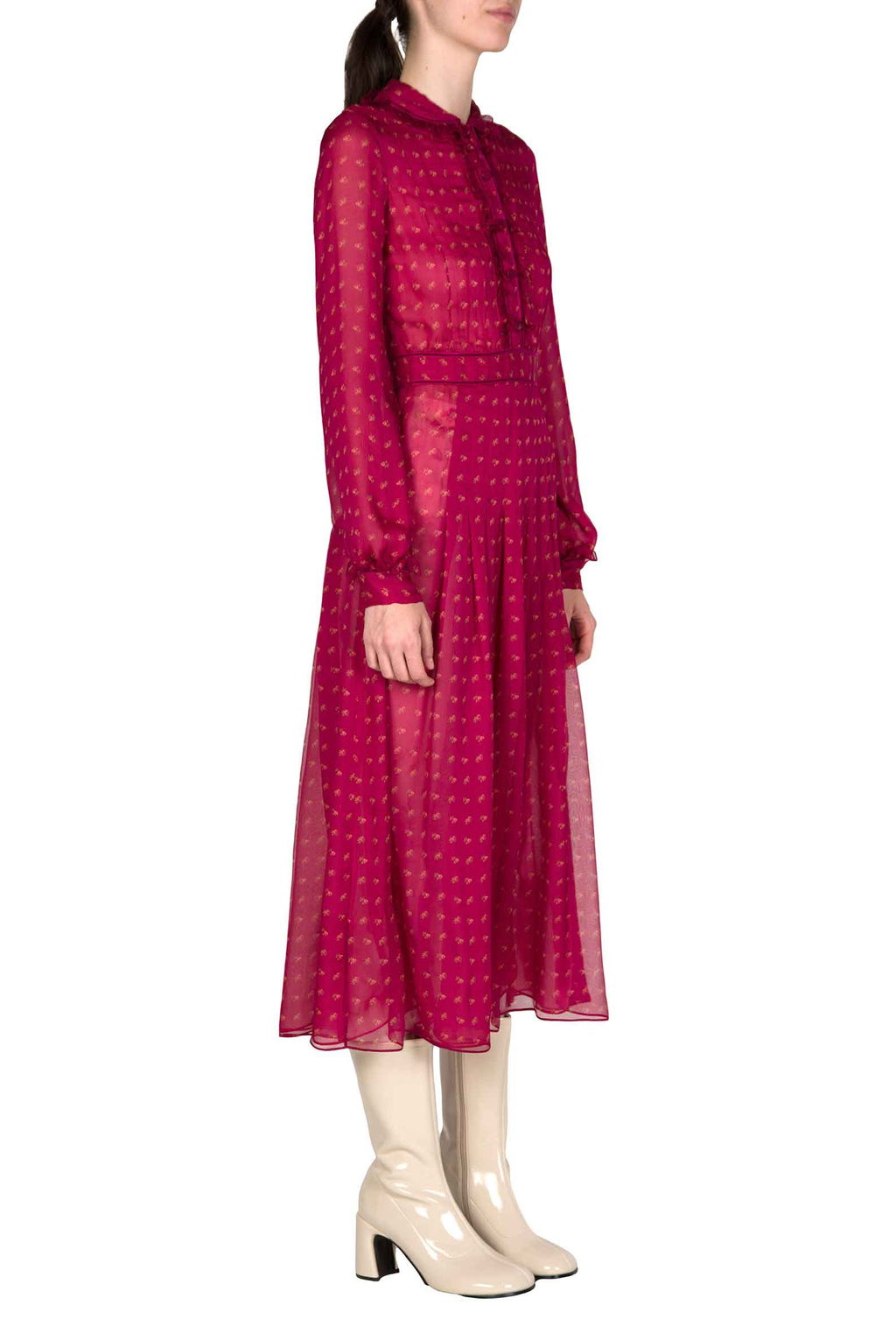 Vintage Buds Chiffon Crepone Midi Dress