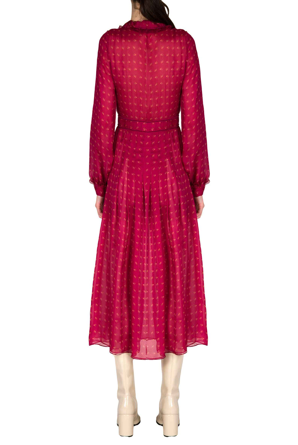 Vintage Buds Chiffon Crepone Midi Dress