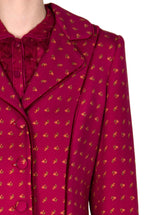 Vintage Buds Printed Long Wool Coat