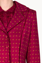 Vintage Buds Printed Long Wool Coat