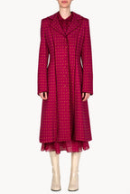 Vintage Buds Printed Long Wool Coat