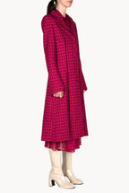Vintage Buds Printed Long Wool Coat