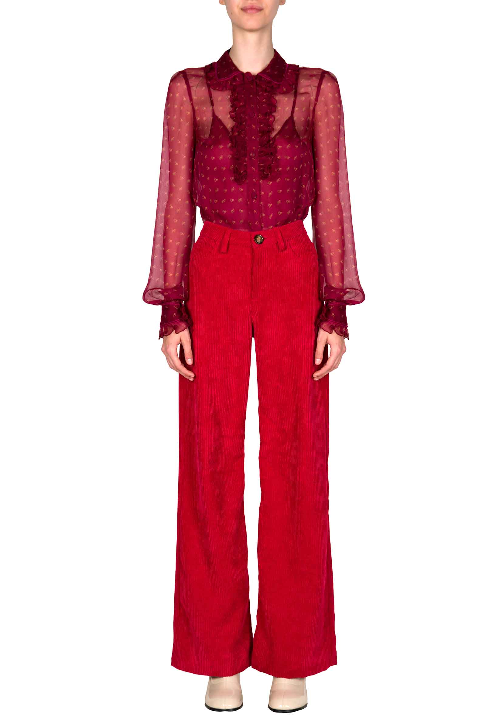 Camicia in chiffon creponne Vintage Buds