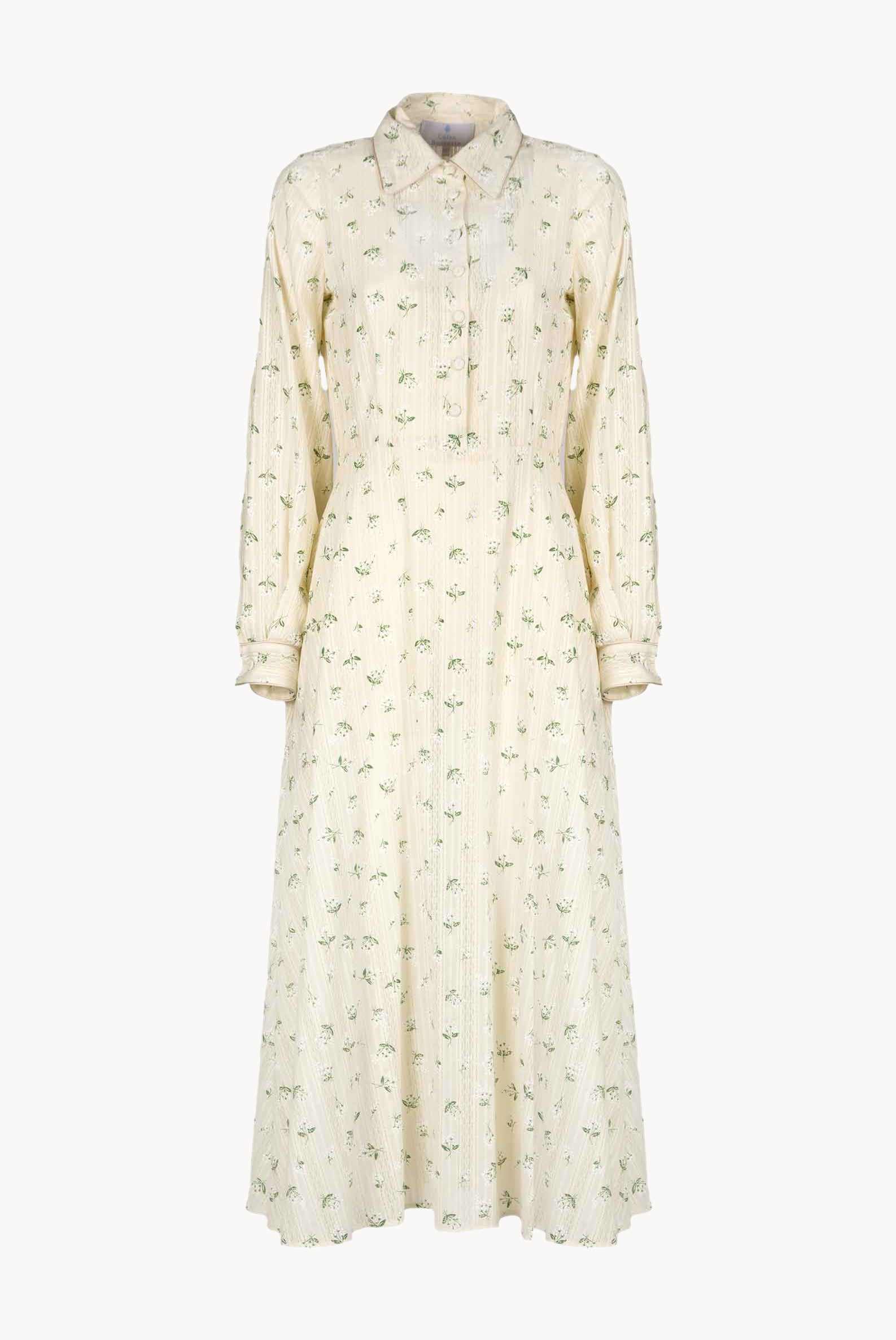 Abito jacquard di cotone stampato con fiori