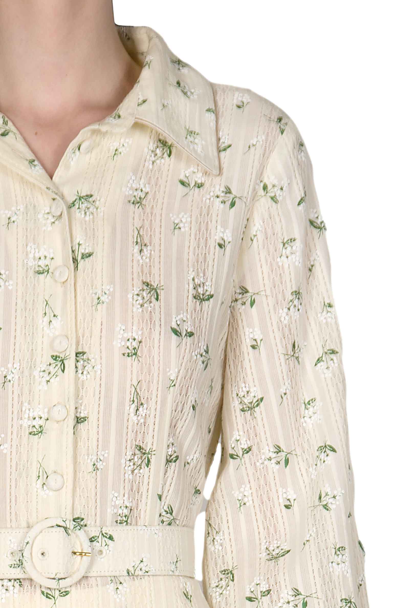 Cotton Printed Flower Jacquard Dress