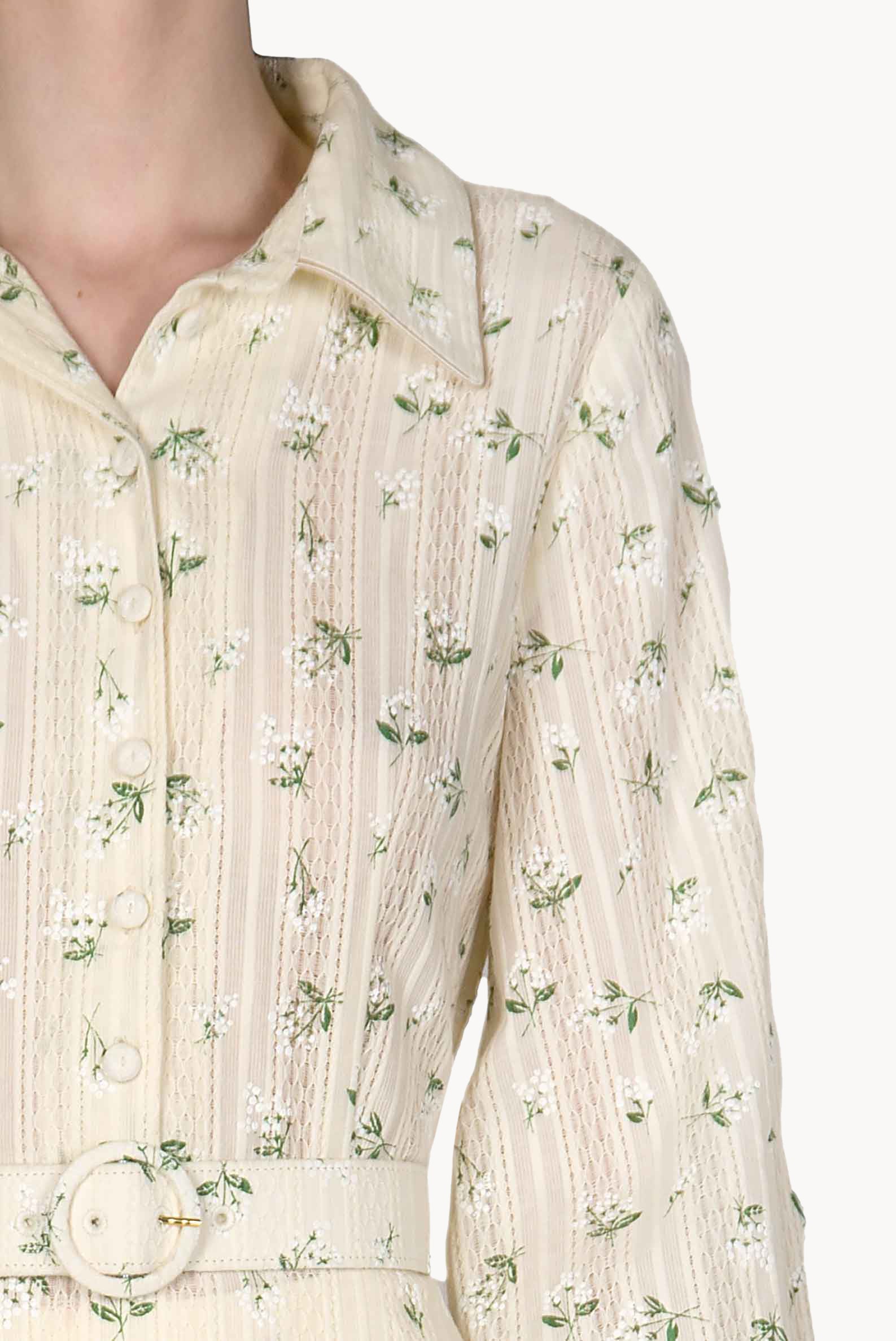 Cotton Printed Flower Jacquard Dress