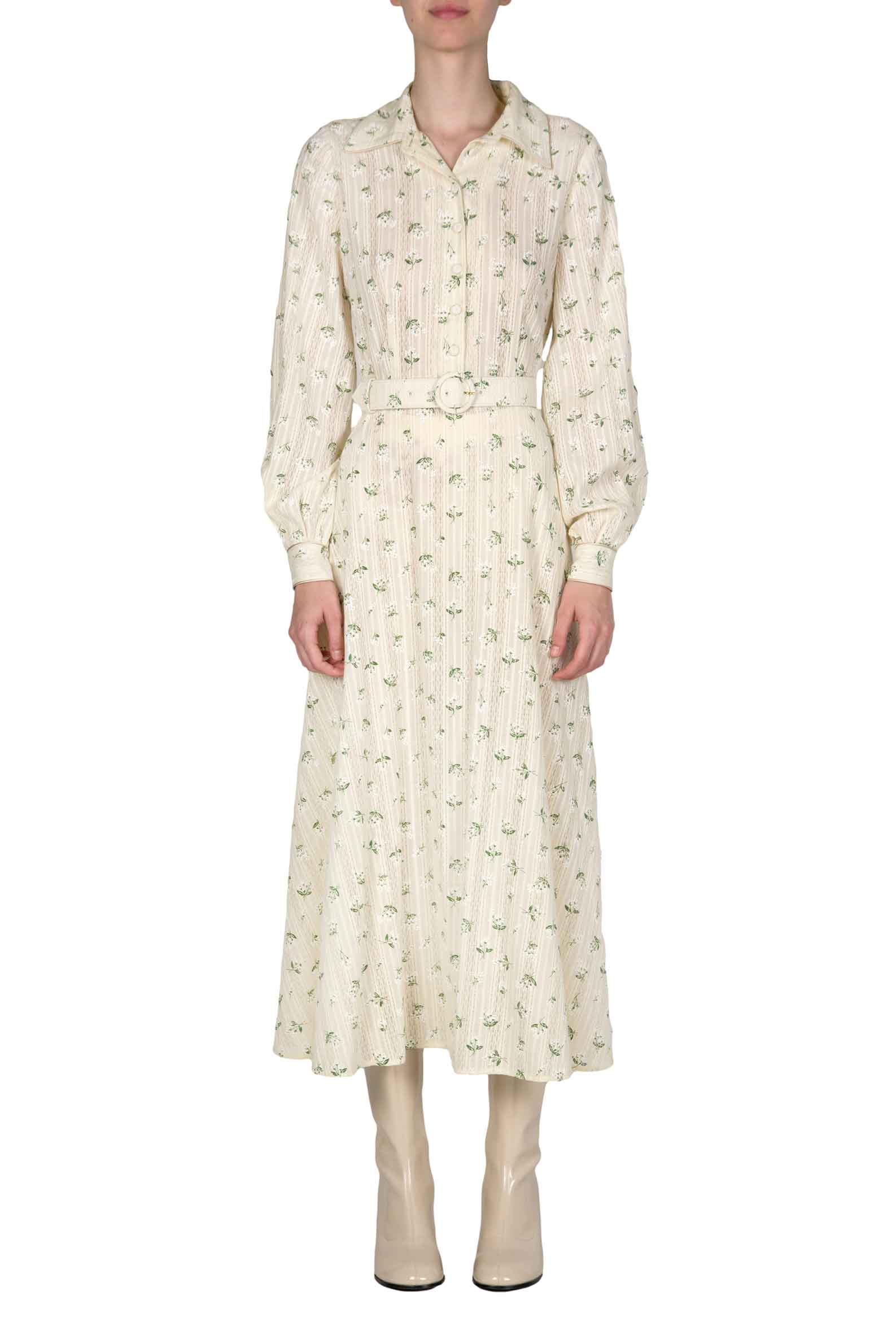 Abito jacquard di cotone stampato con fiori