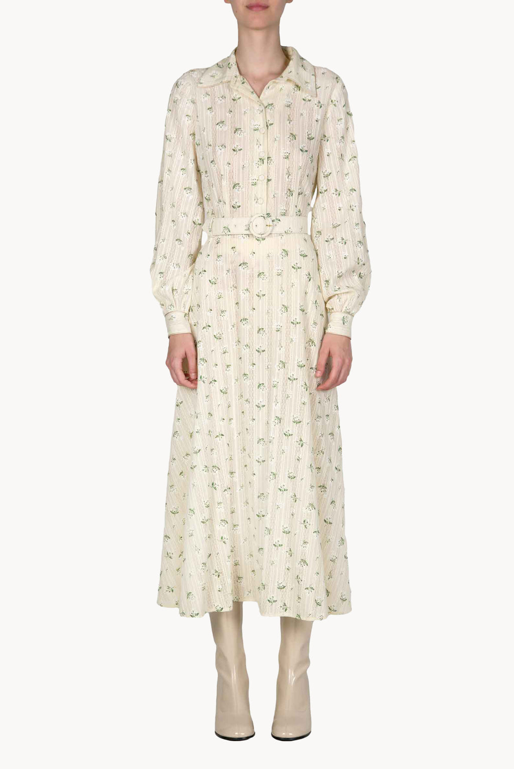 Cotton Printed Flower Jacquard Dress