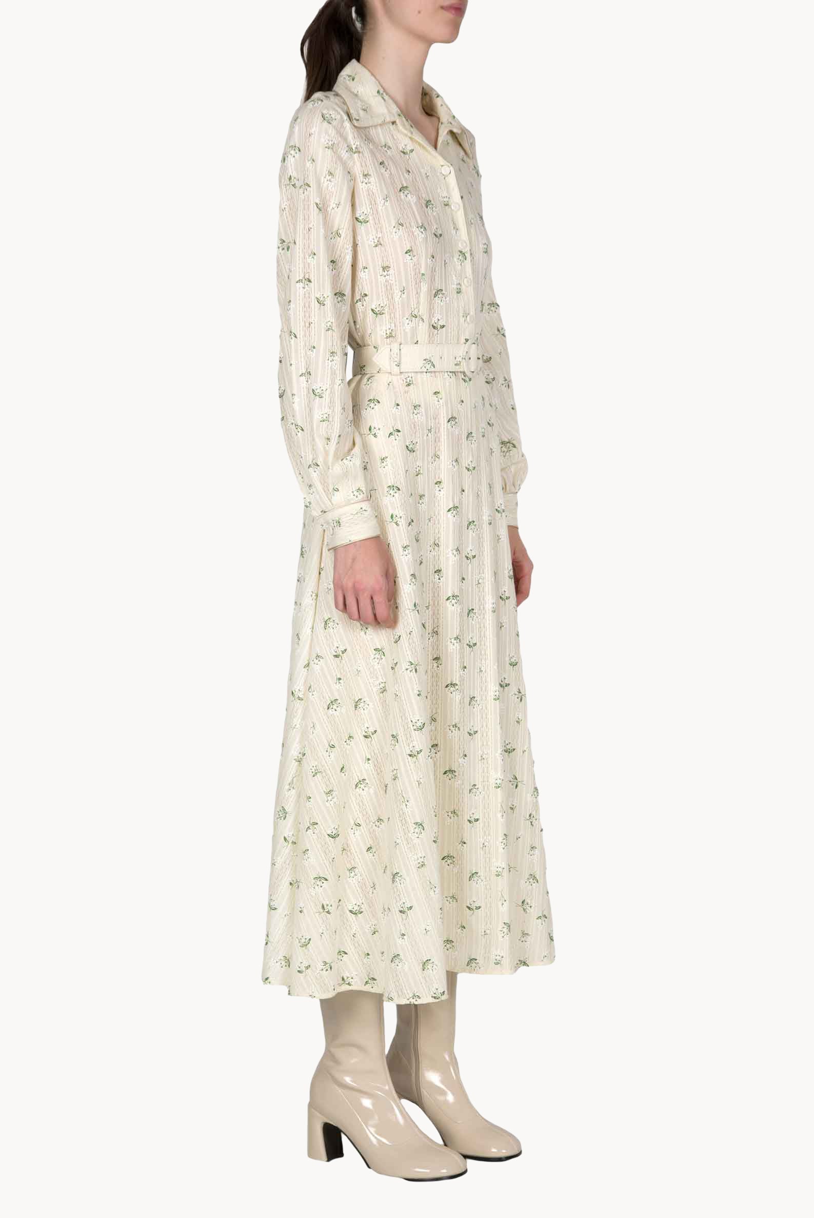 Cotton Printed Flower Jacquard Dress