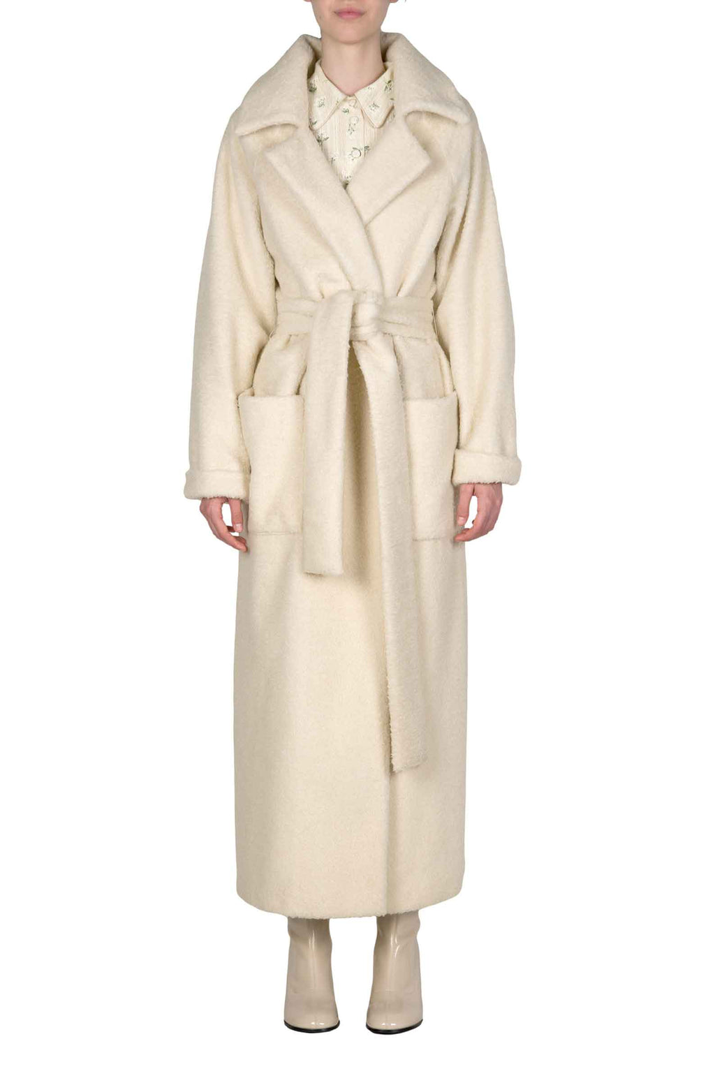 Cappotto maxi bianco di lana