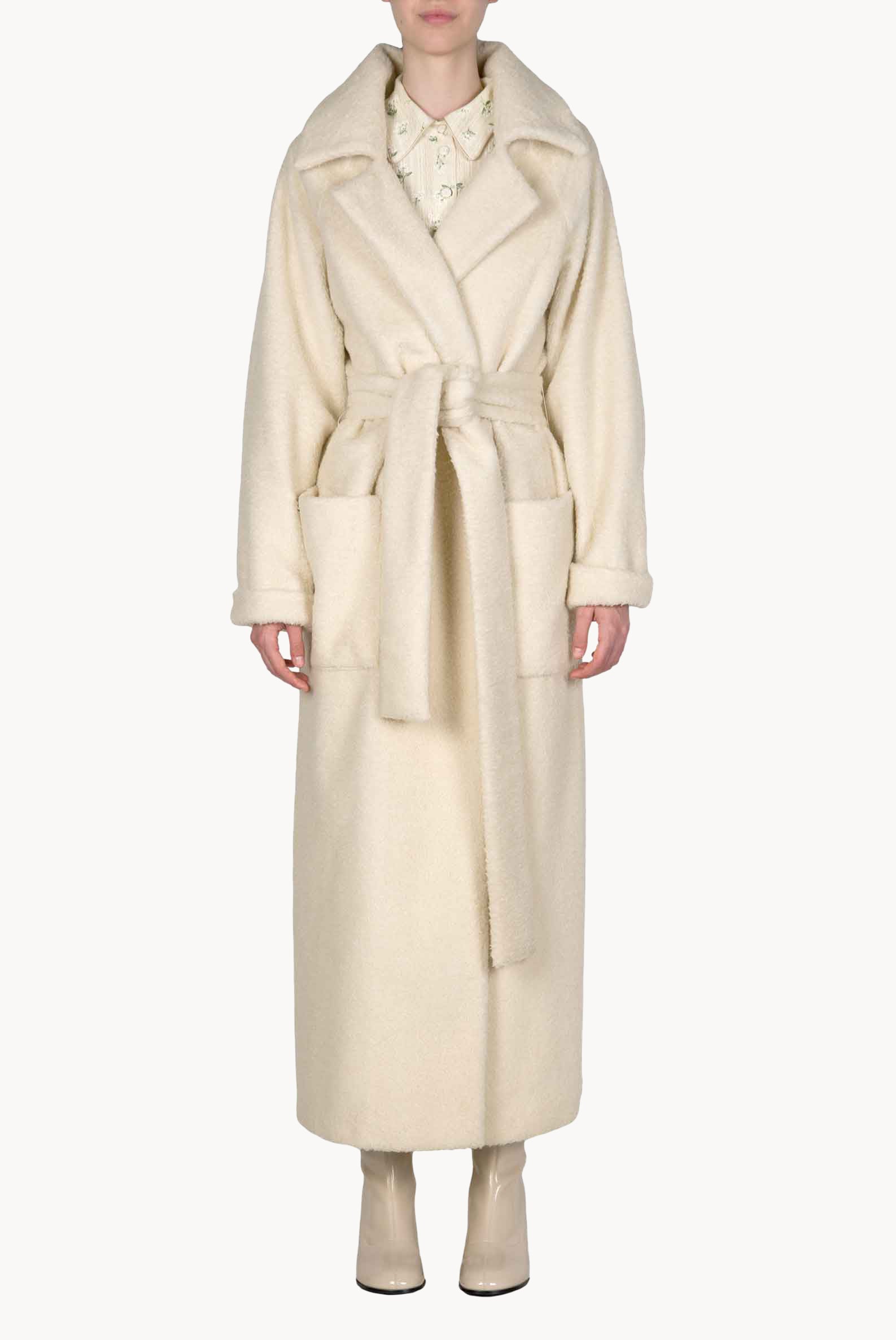 Cappotto maxi bianco di lana