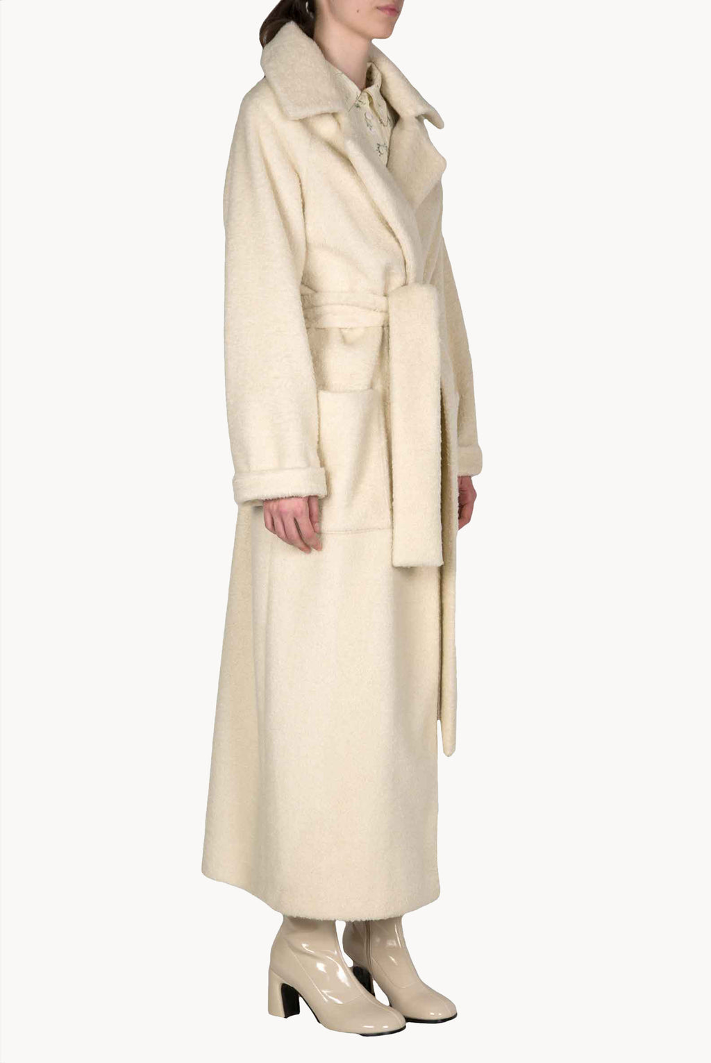 Cappotto maxi bianco di lana