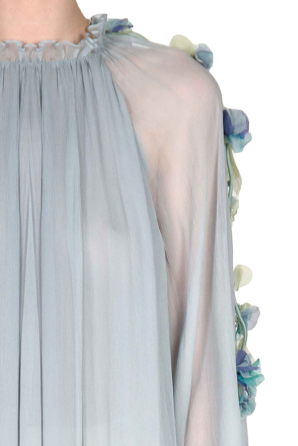Chiffon Maxi Dress With Flower Detail