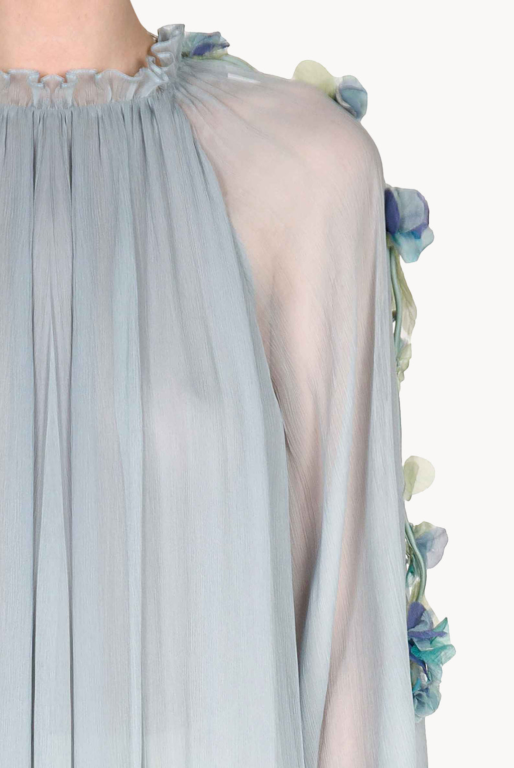 Chiffon Maxi Dress With Flower Detail