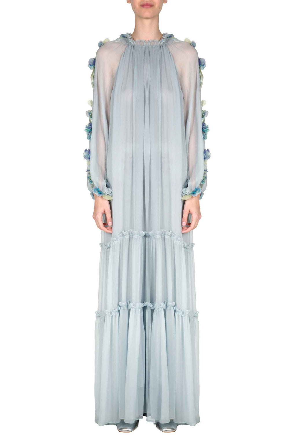 Chiffon Maxi Dress With Flower Detail