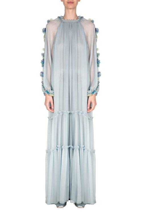 Chiffon Maxi Dress With Flower Detail