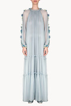 Chiffon Maxi Dress With Flower Detail