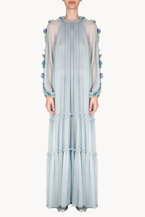 Abito maxi in chiffon con dettaglio floreale