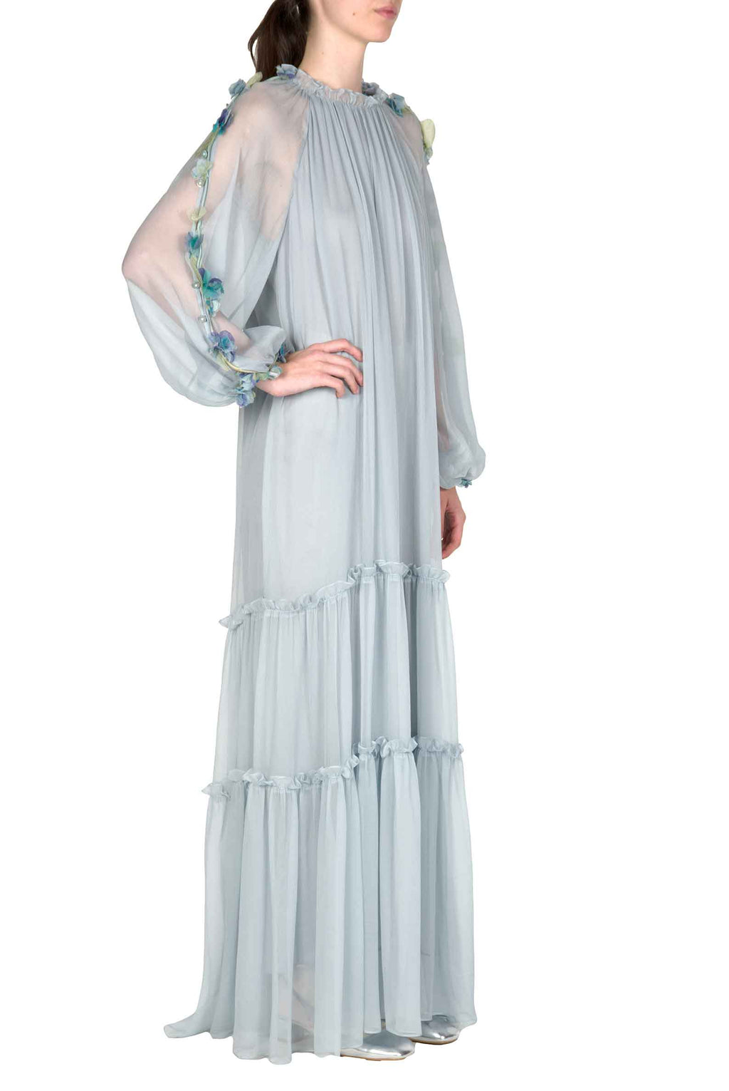 Chiffon Maxi Dress With Flower Detail