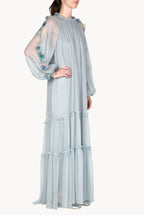 Chiffon Maxi Dress With Flower Detail