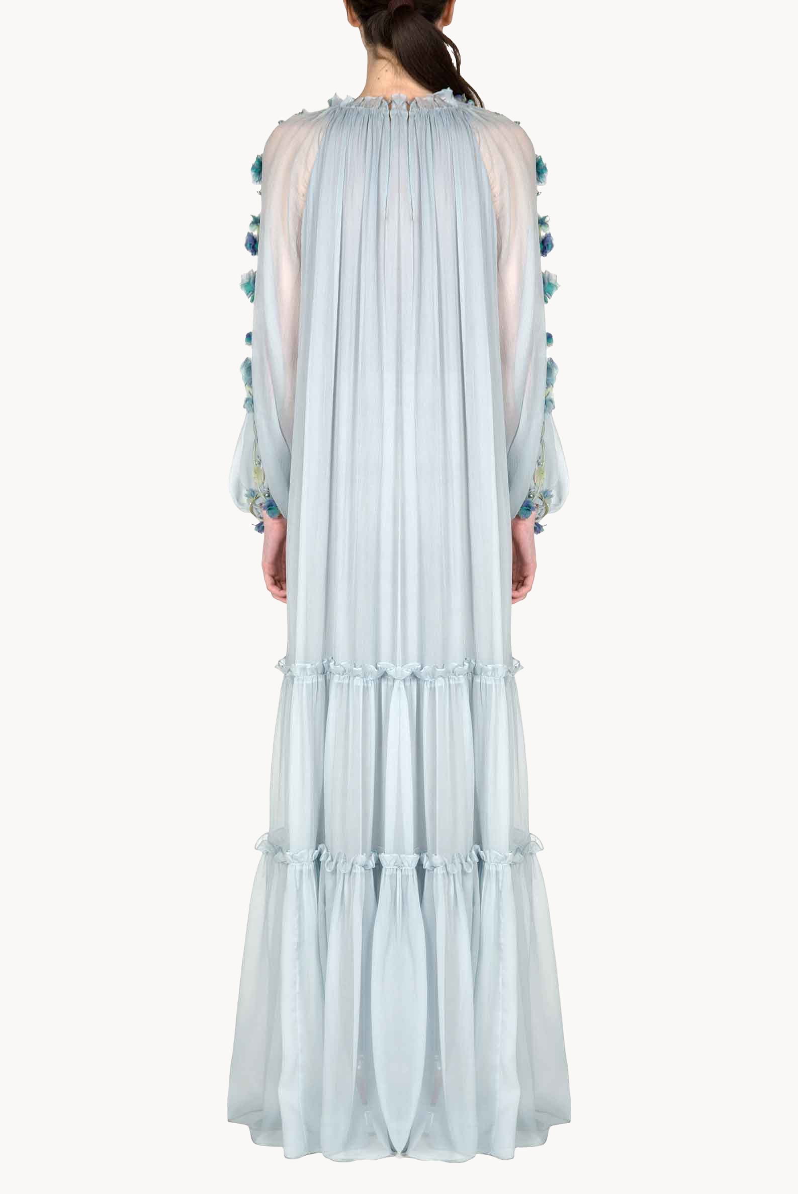 Chiffon Maxi Dress With Flower Detail