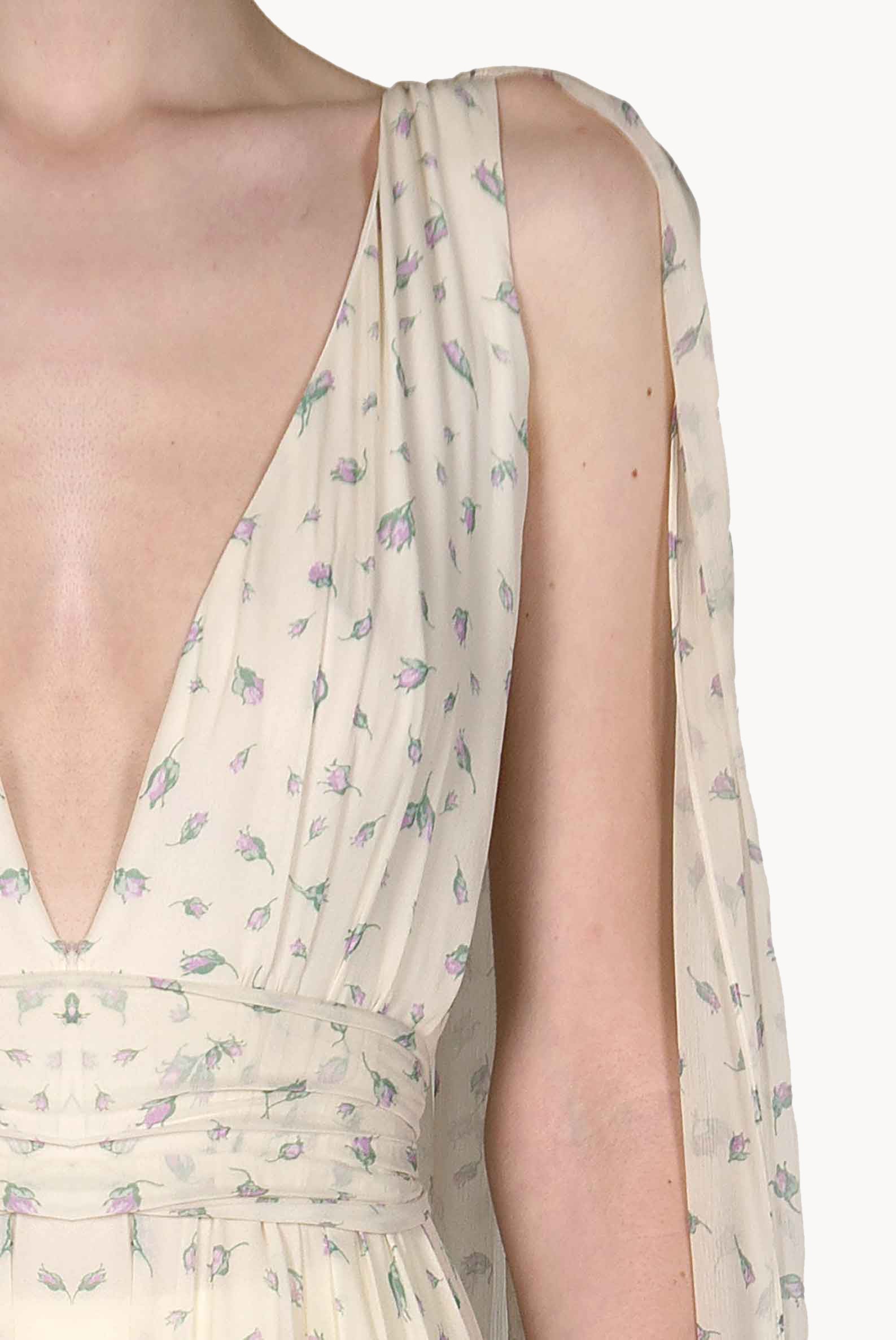 Abito Winter Garden in georgette effetto mantella con scollo a V