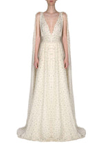Abito Winter Garden in georgette effetto mantella con scollo a V