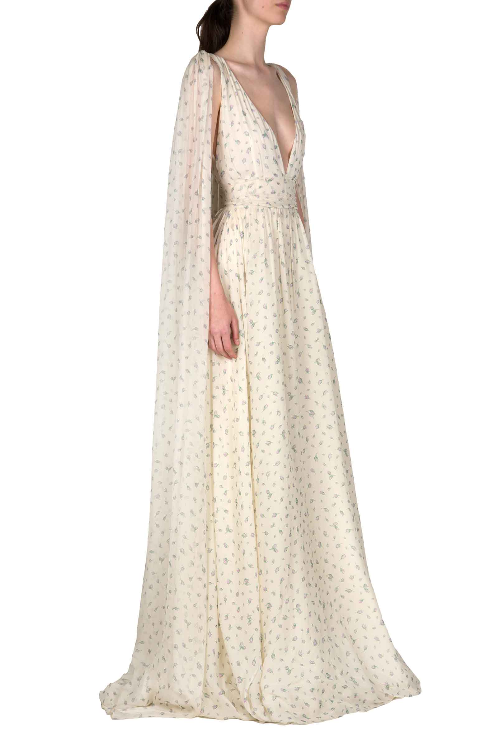 Abito Winter Garden in georgette effetto mantella con scollo a V