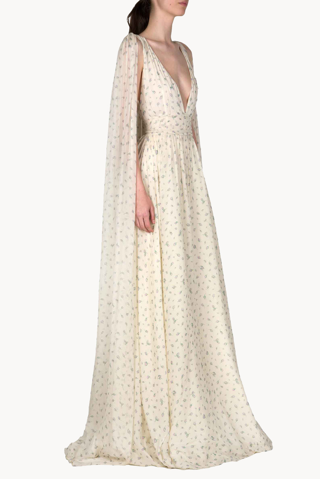 Abito Winter Garden in georgette effetto mantella con scollo a V