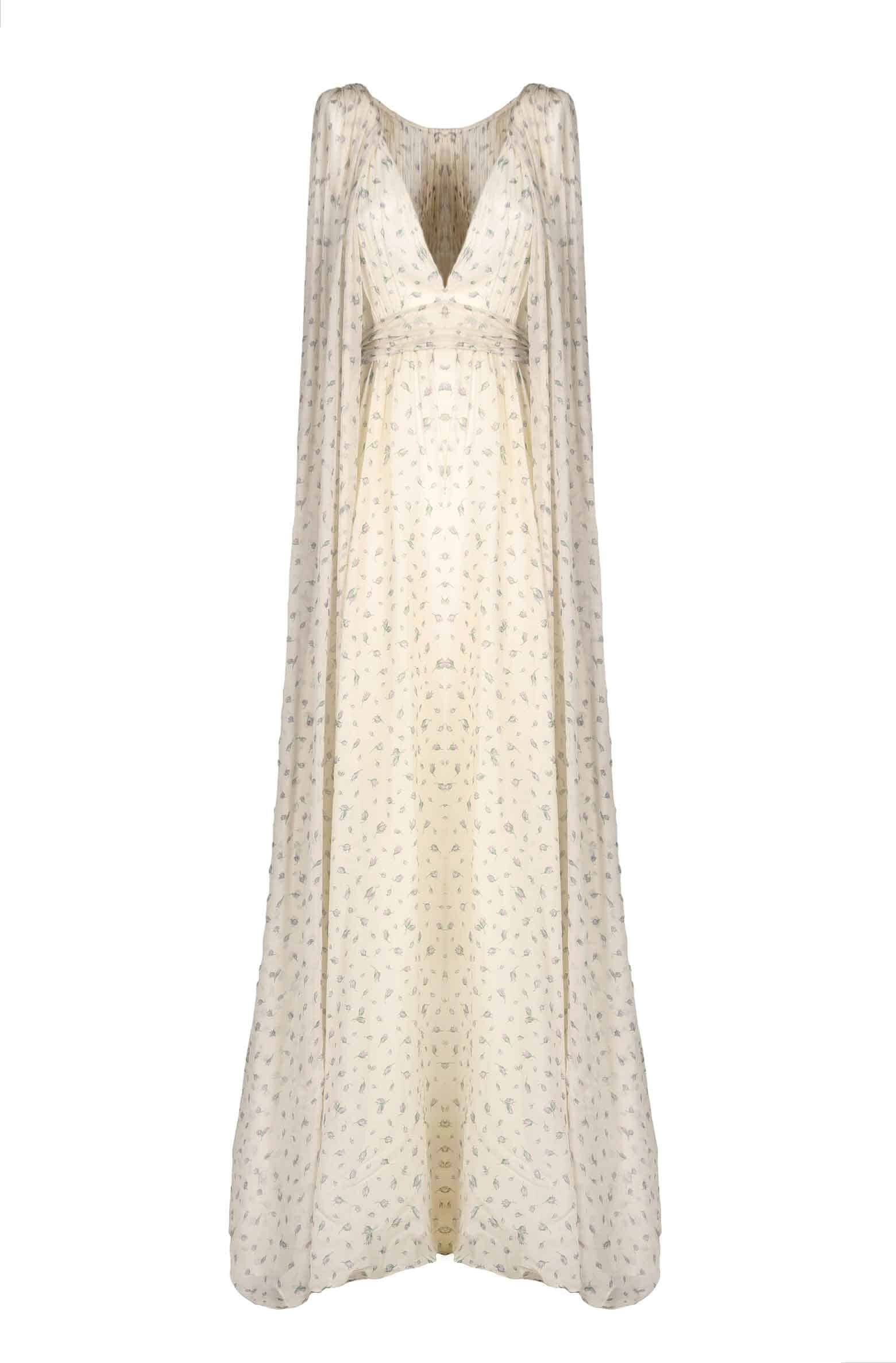 Abito Winter Garden in georgette effetto mantella con scollo a V