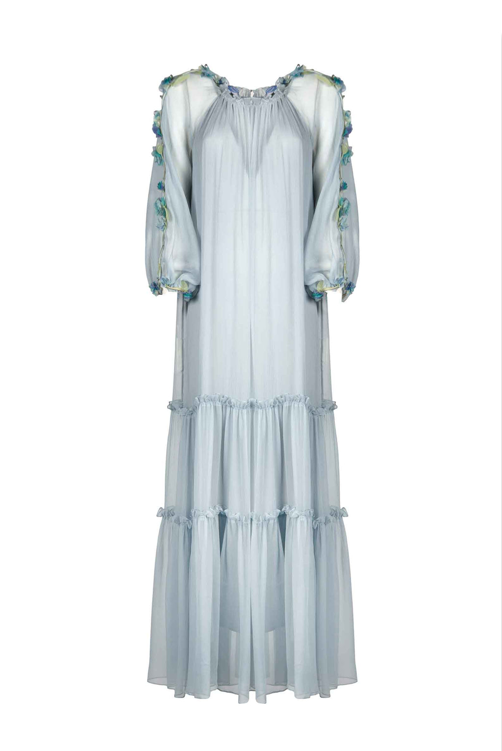 Chiffon Maxi Dress With Flower Detail