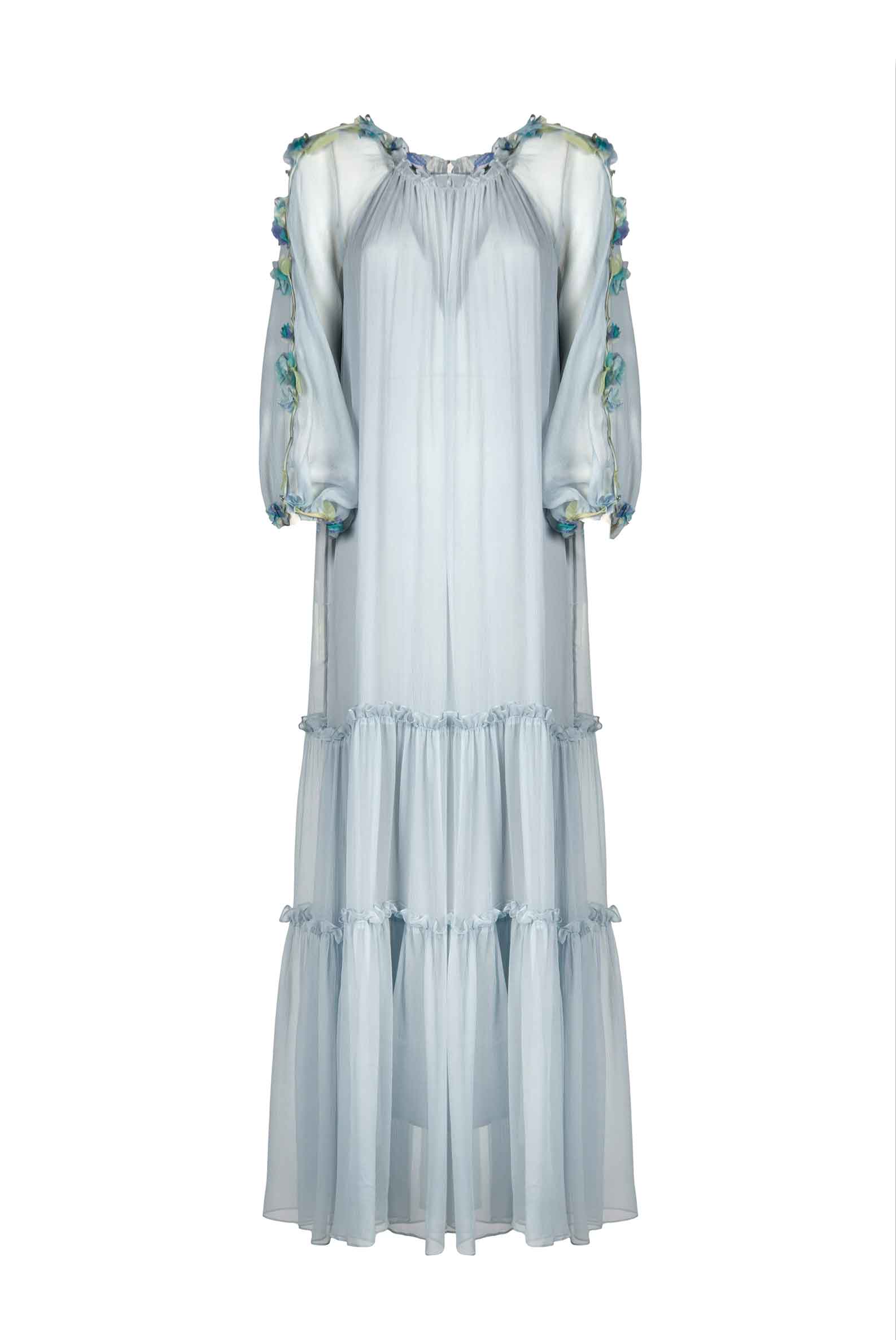 Abito maxi in chiffon con dettaglio floreale