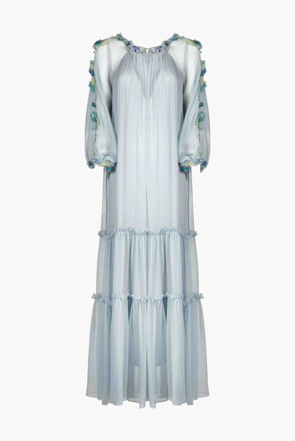 Chiffon Maxi Dress With Flower Detail