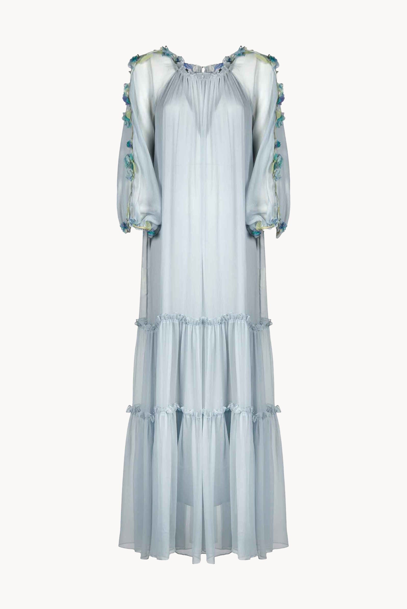 Abito maxi in chiffon con dettaglio floreale