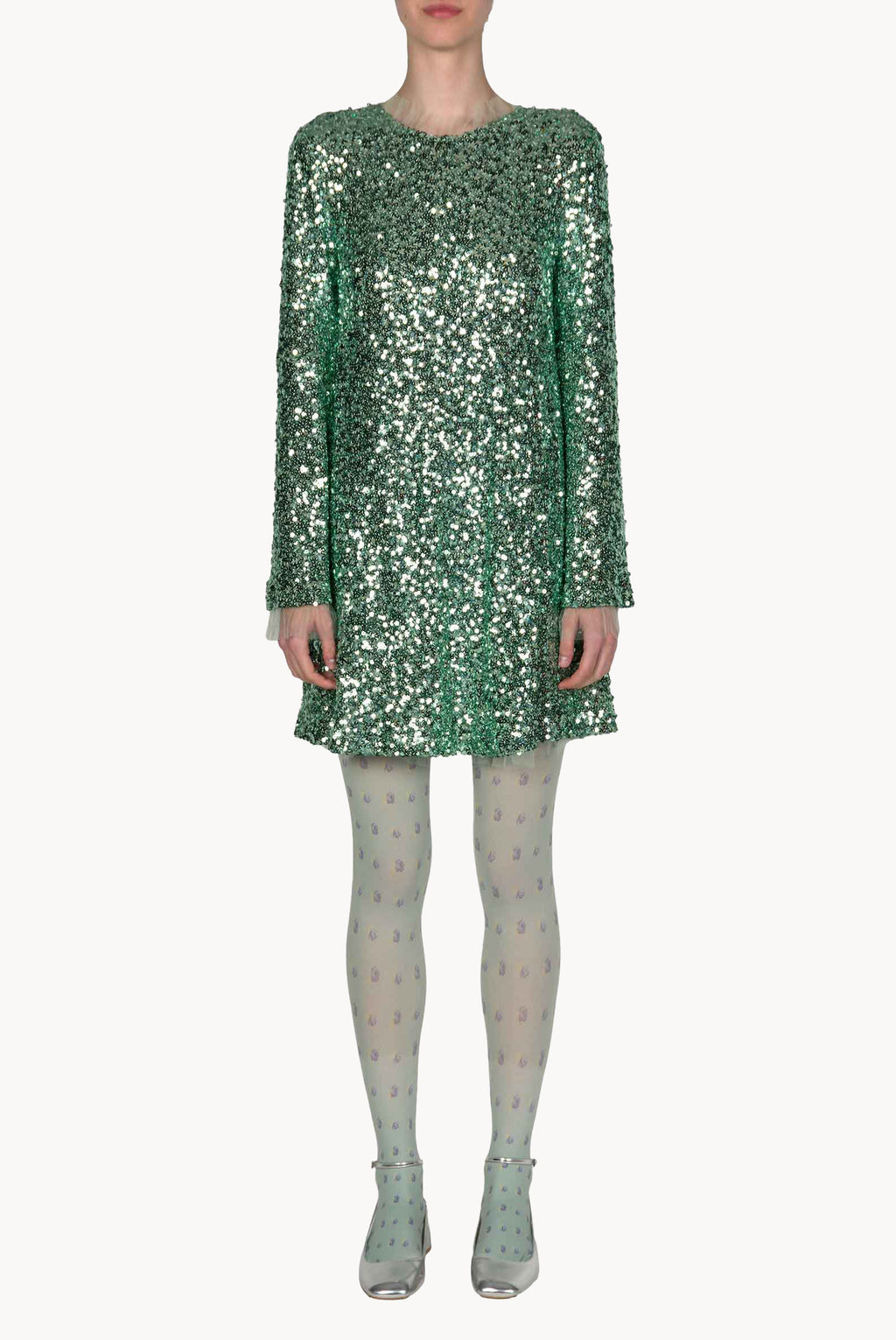 Minidress di paillettes menta