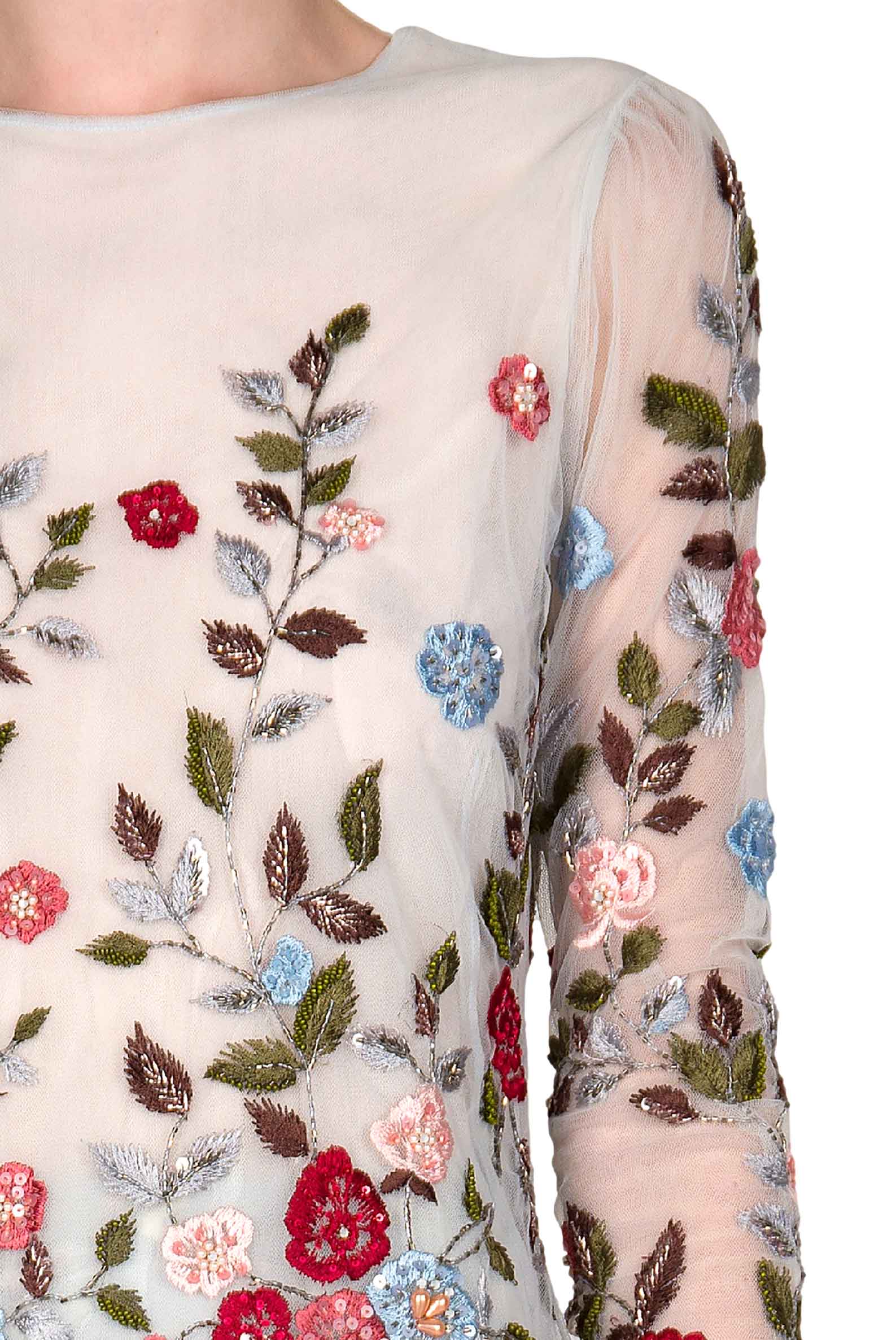 Minidress in tulle ricamato con fiori