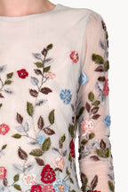 Minidress in tulle ricamato con fiori